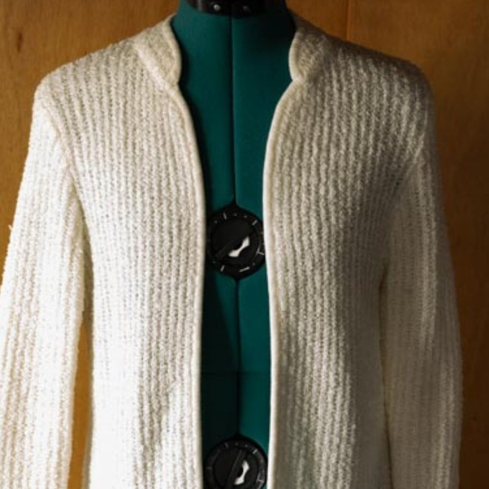 Goudchaux Maison Blanche ? Cream Boucle Knitted Cardigan Sweater womens M/L - Picture 2 of 13